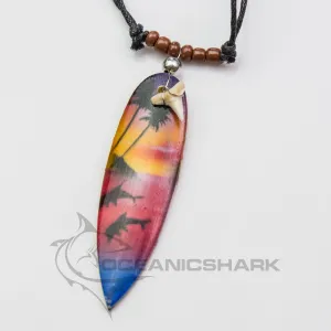 Sharks tooth surf board dolphin tropical island c158
