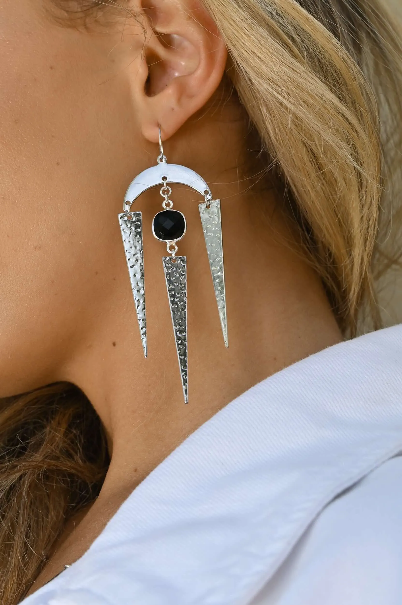 Shielding My Energy Onyx Spike Earrings