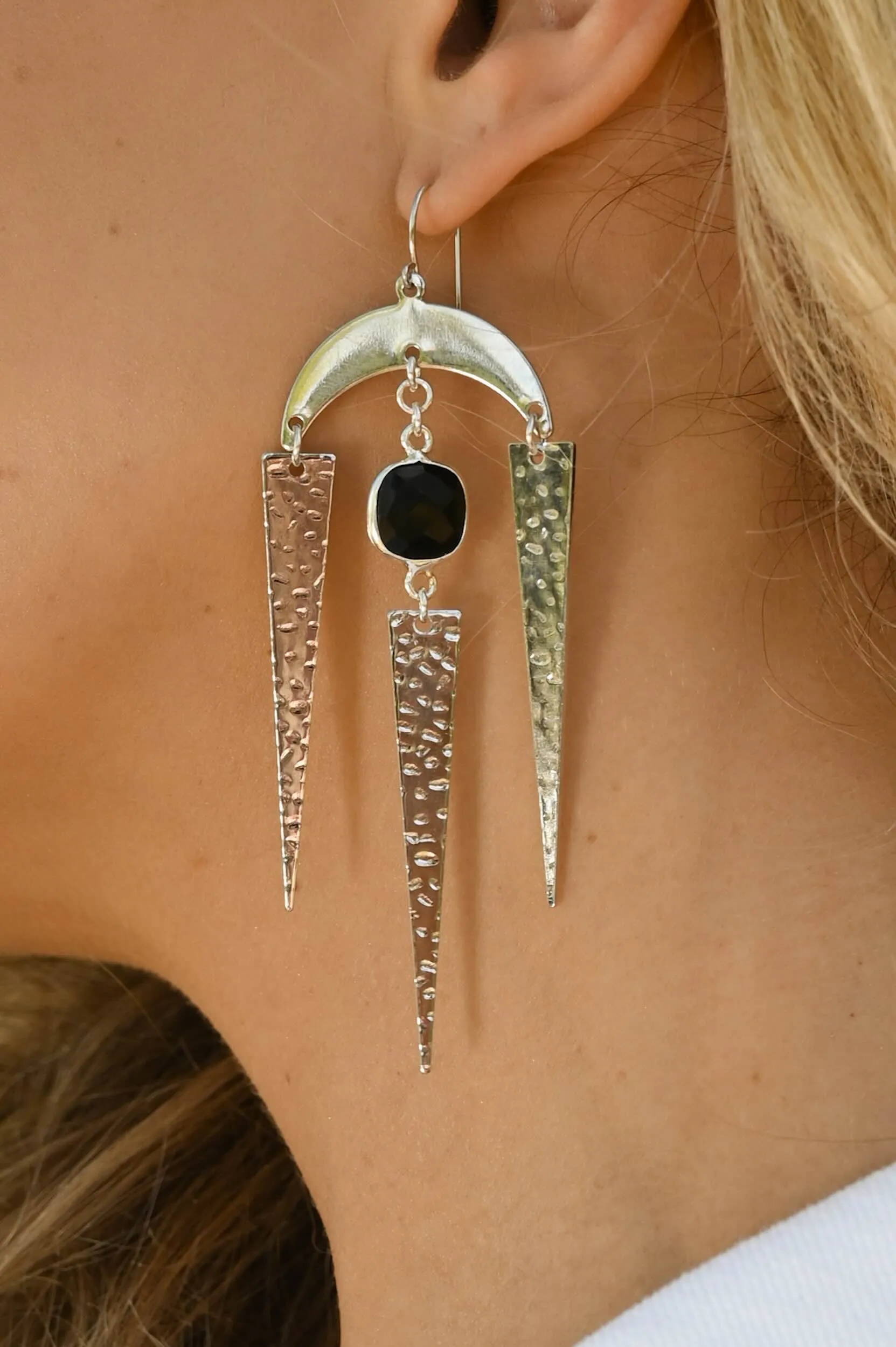 Shielding My Energy Onyx Spike Earrings