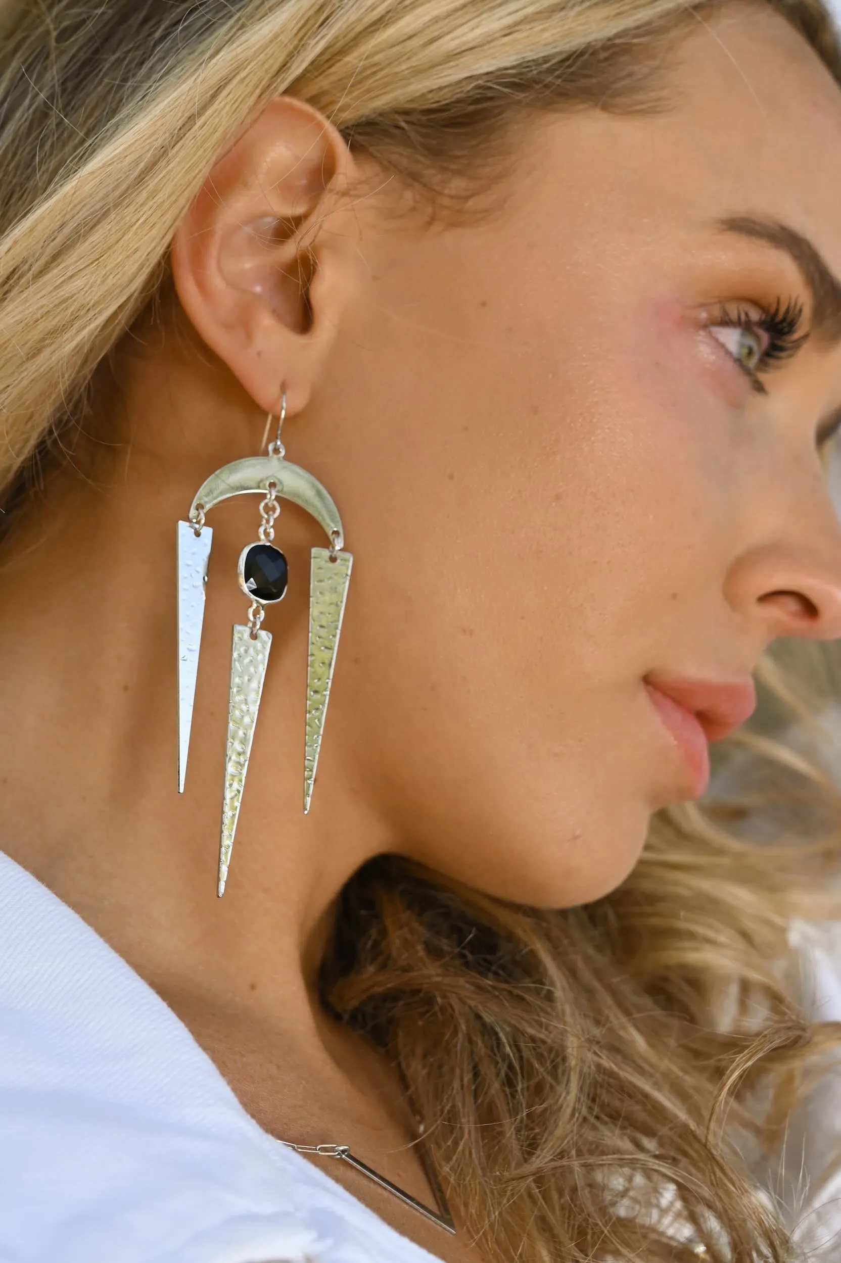 Shielding My Energy Onyx Spike Earrings