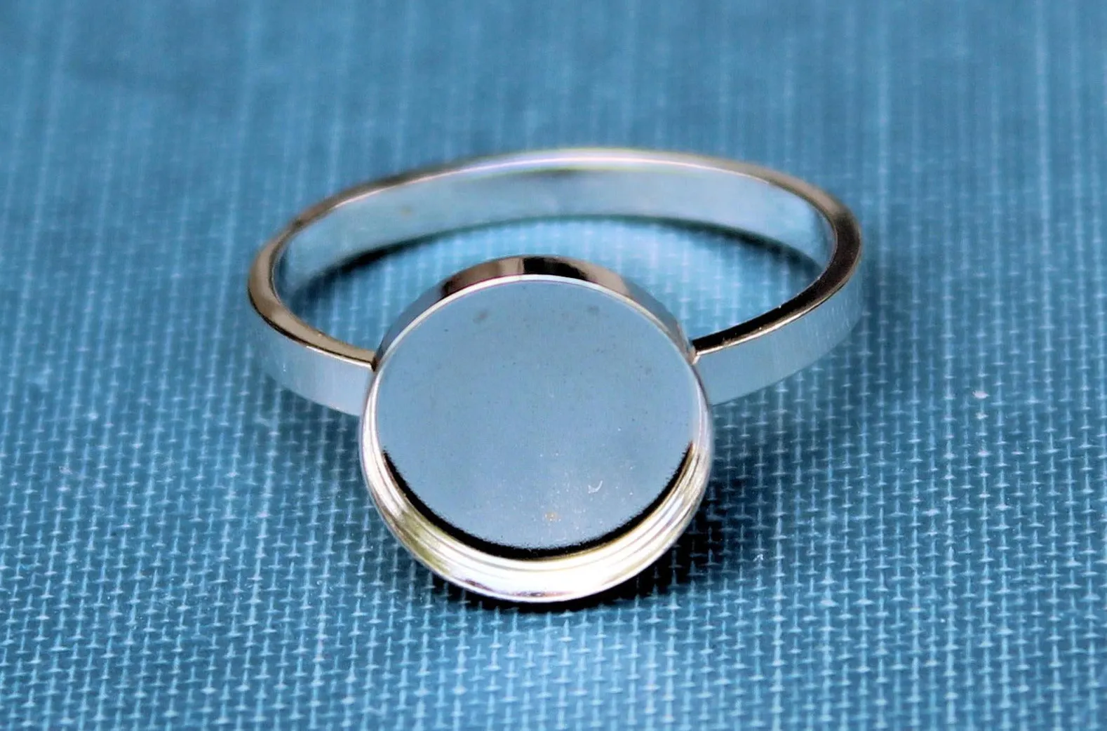Silver 10mm Round Bezel Cup Ring blank Style #2