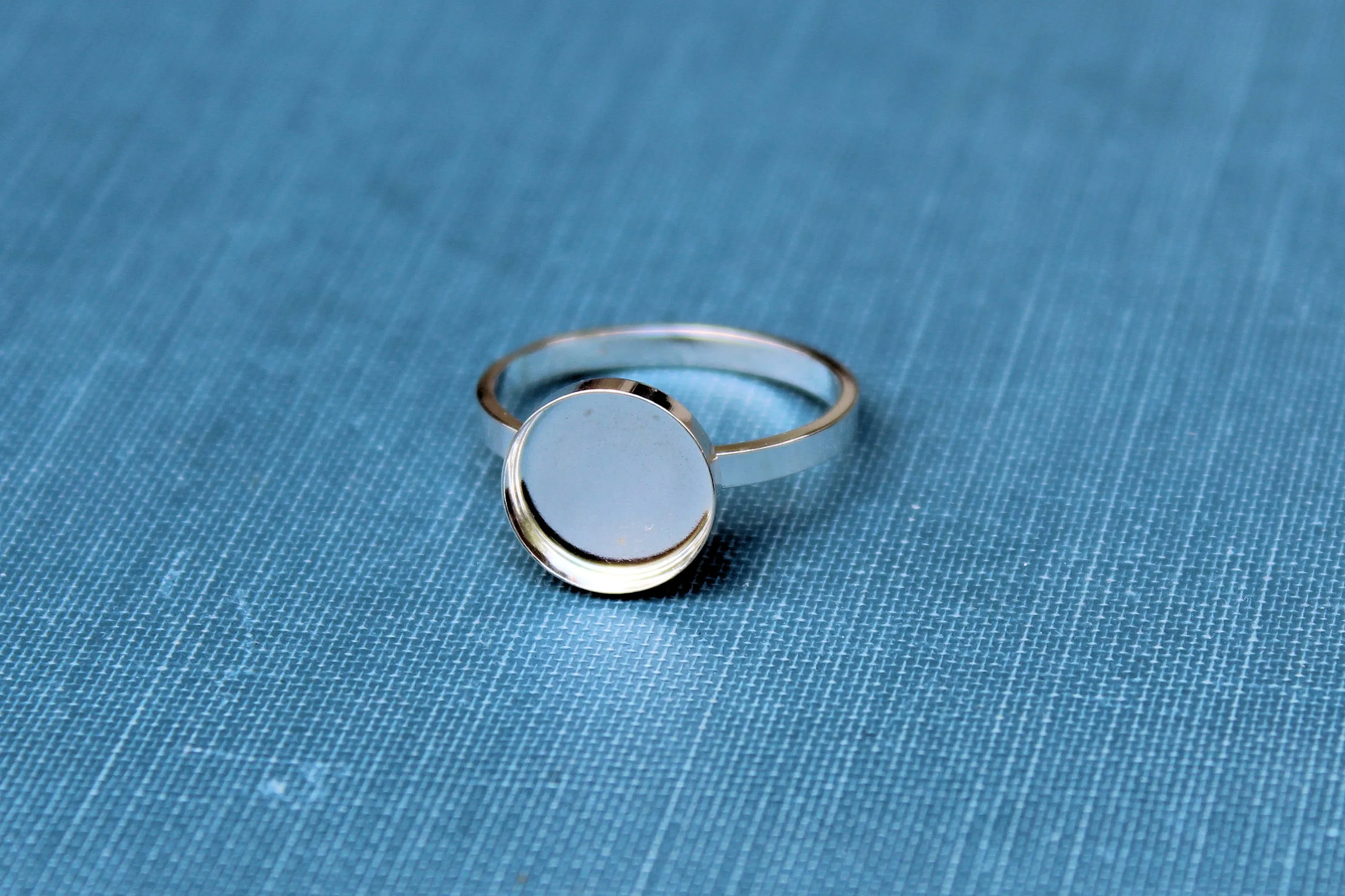 Silver 10mm Round Bezel Cup Ring blank Style #2