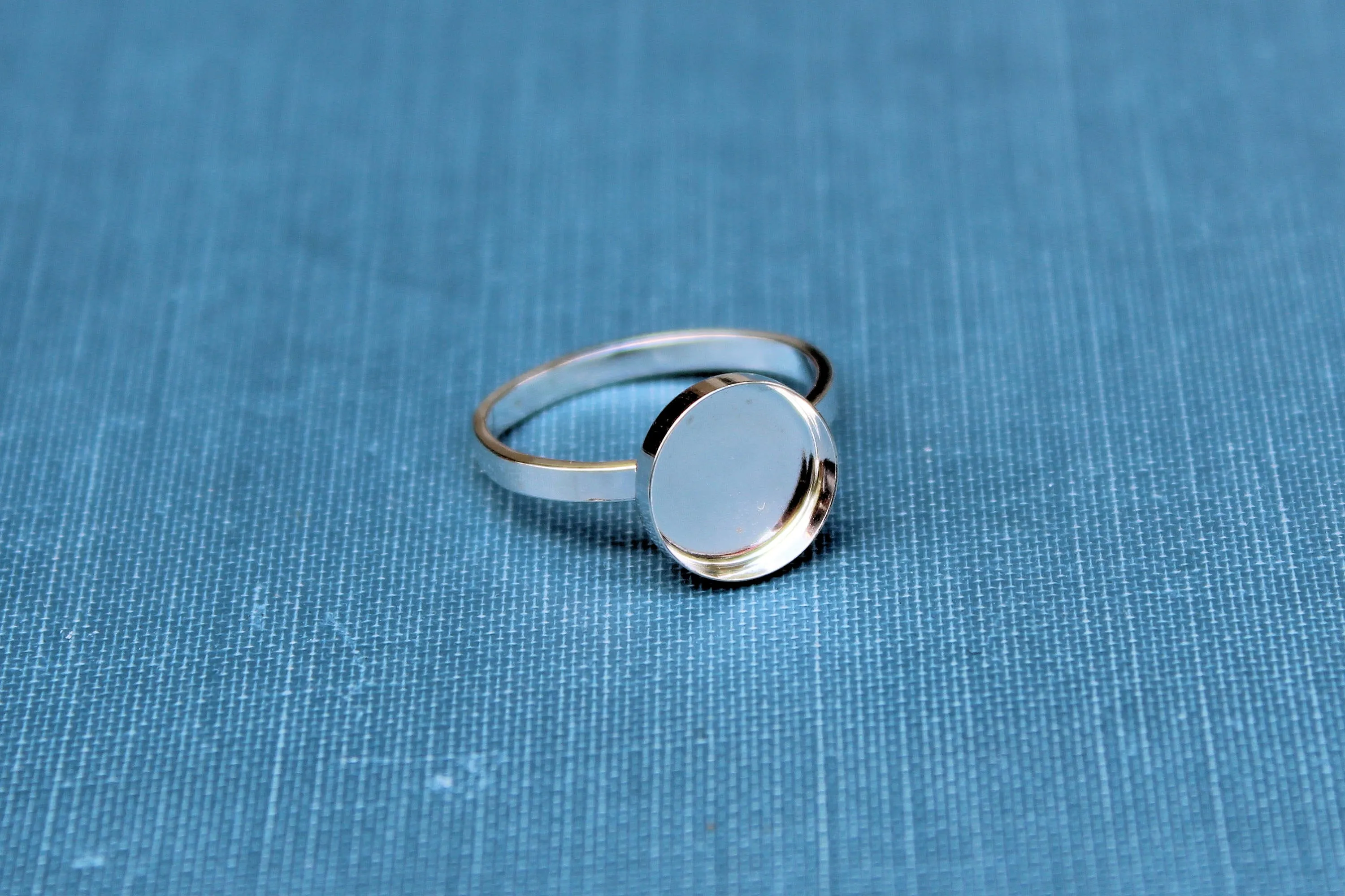 Silver 10mm Round Bezel Cup Ring blank Style #2