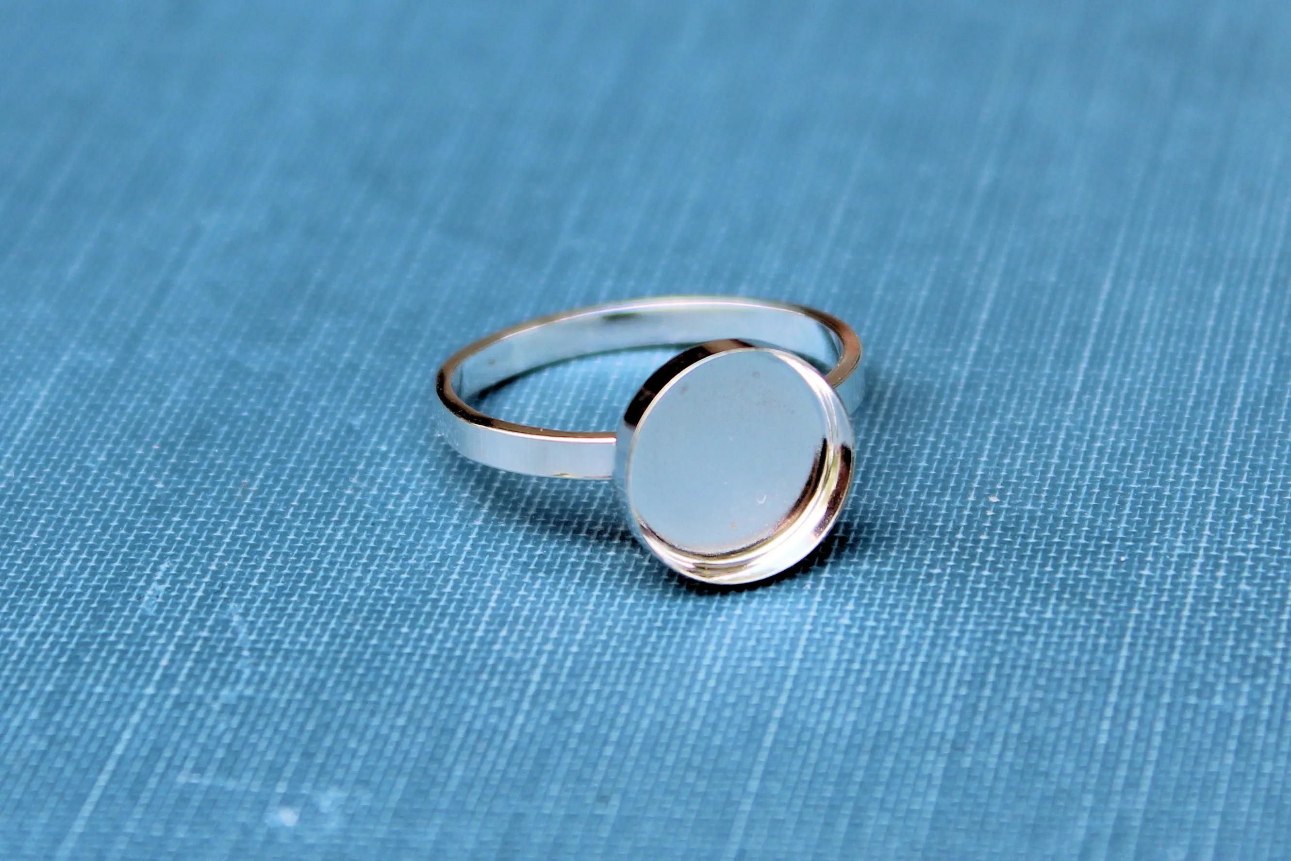Silver 10mm Round Bezel Cup Ring blank Style #2