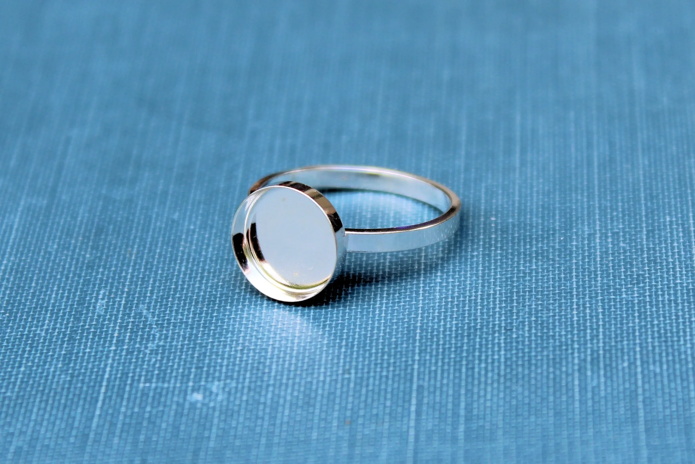 Silver 10mm Round Bezel Cup Ring blank Style #2