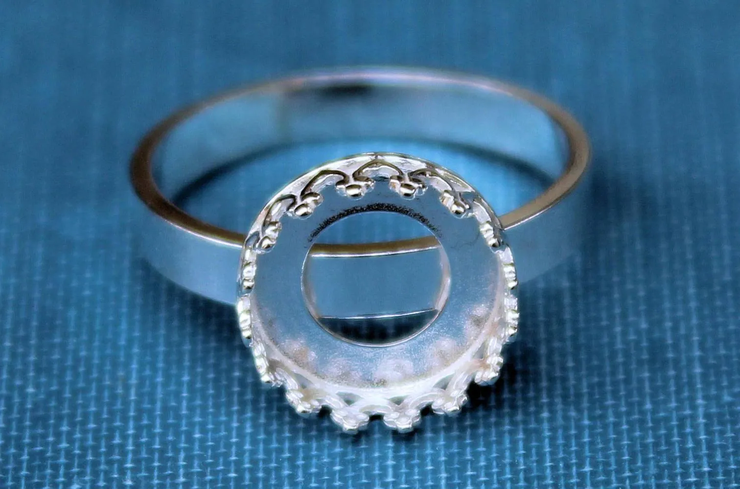 Silver 10mm Round Crown Bezel Cup Ring blank Style #3