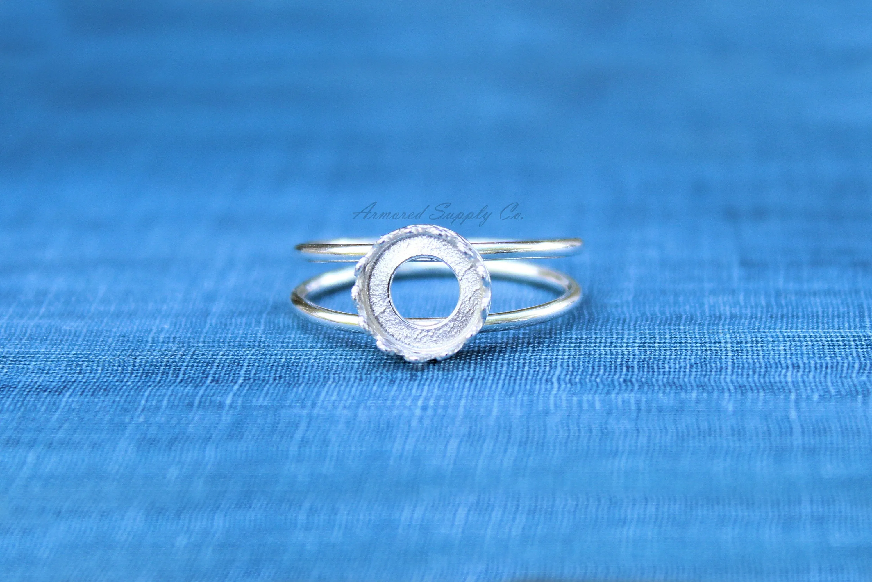 Silver 10mm Round Crown Bezel Double Band Ring blank