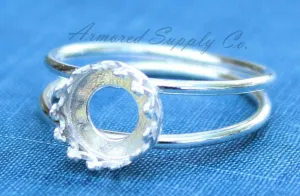 Silver 10mm Round Crown Bezel Double Band Ring blank