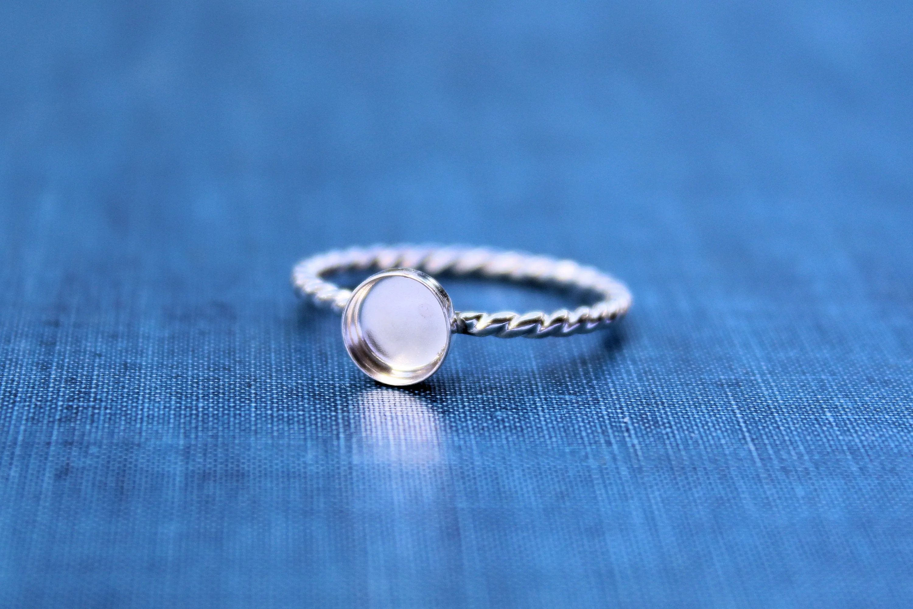 Silver 8mm Bezel Cup Rope Ring blank