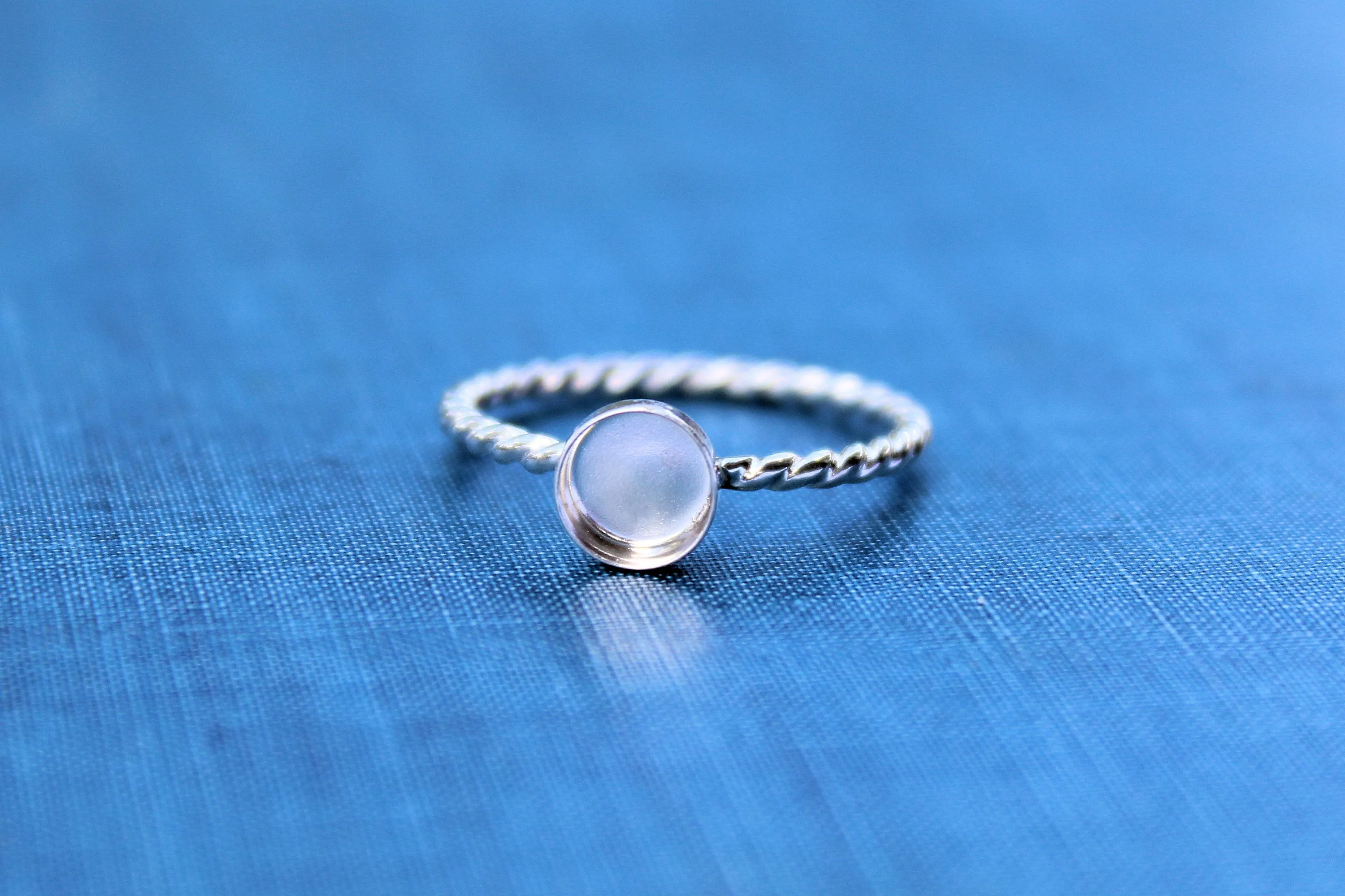 Silver 8mm Bezel Cup Rope Ring blank