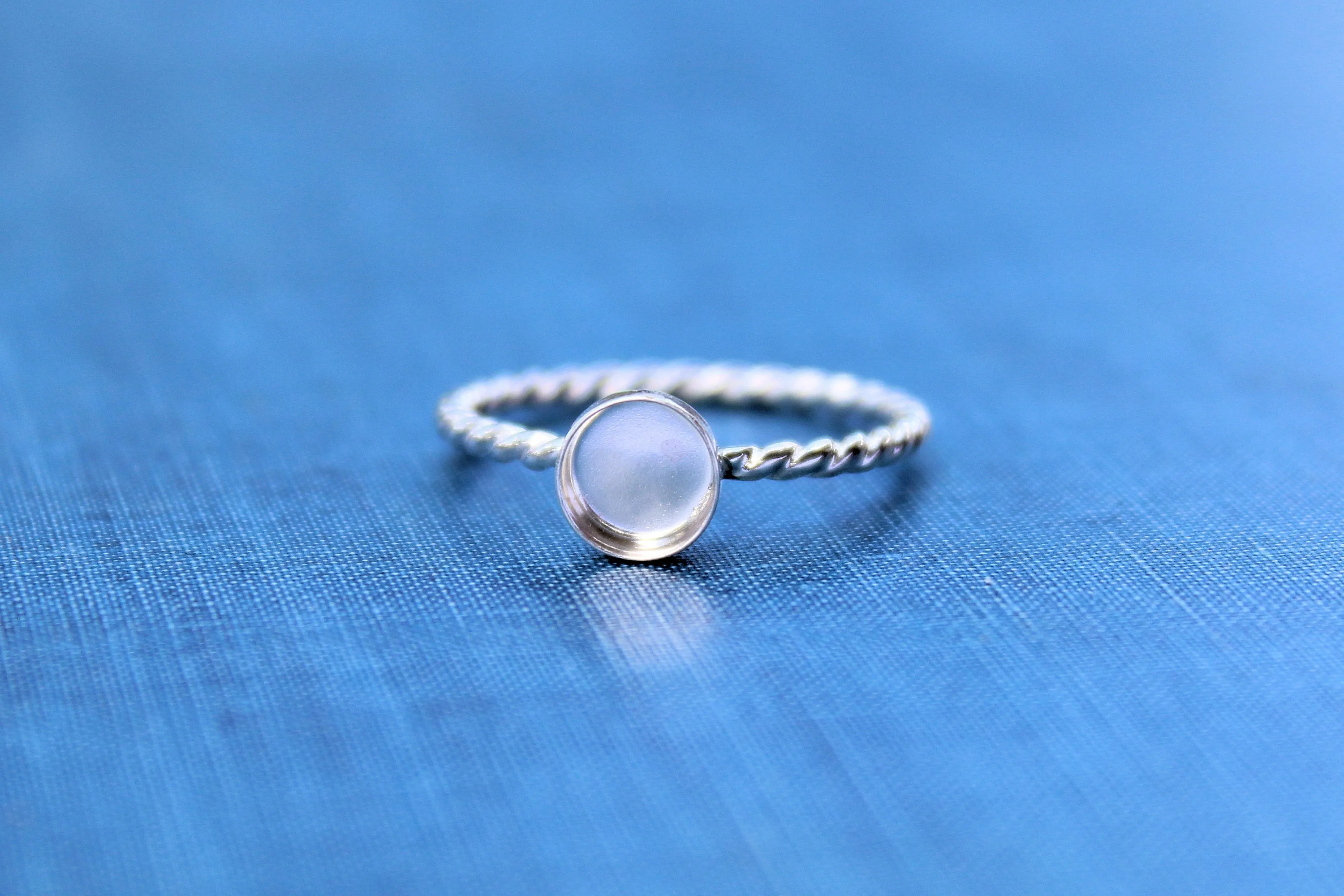 Silver 8mm Bezel Cup Rope Ring blank