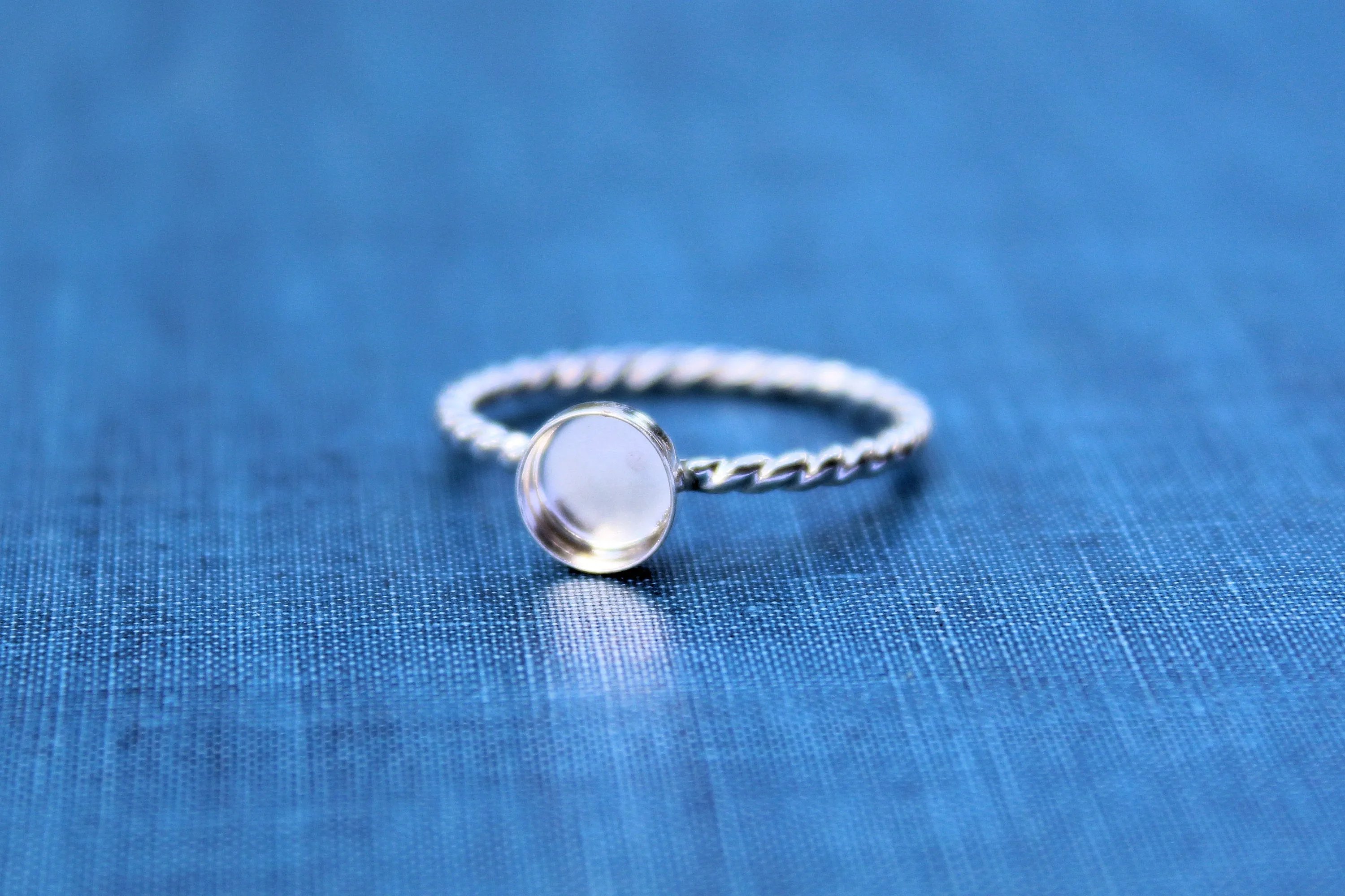 Silver 8mm Bezel Cup Rope Ring blank
