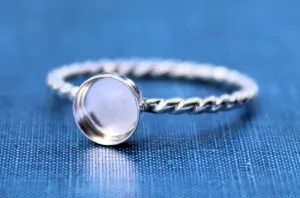Silver 8mm Bezel Cup Rope Ring blank