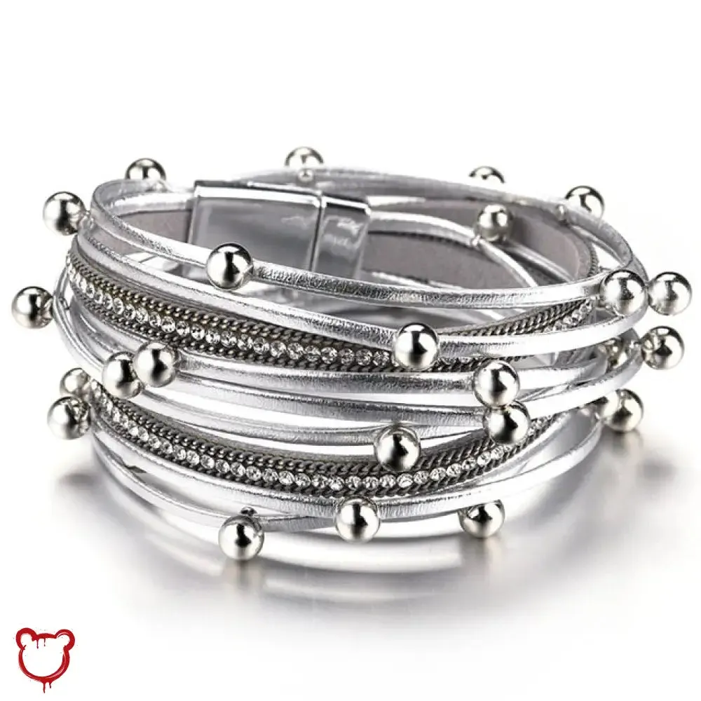 Silver Black Beaded Rope Bracelet