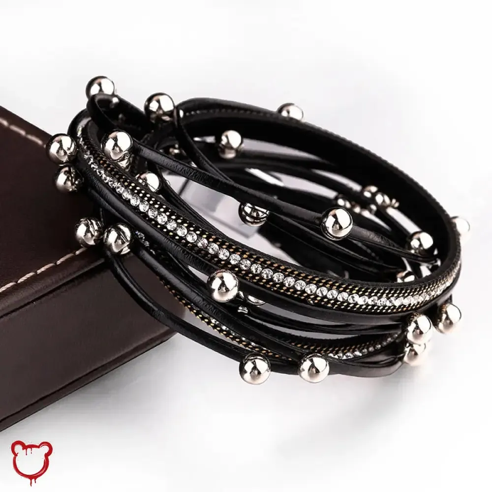 Silver Black Beaded Rope Bracelet