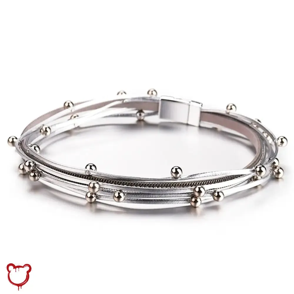 Silver Black Beaded Rope Bracelet