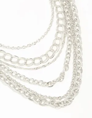 Silver Chunky Chain Layered Necklace