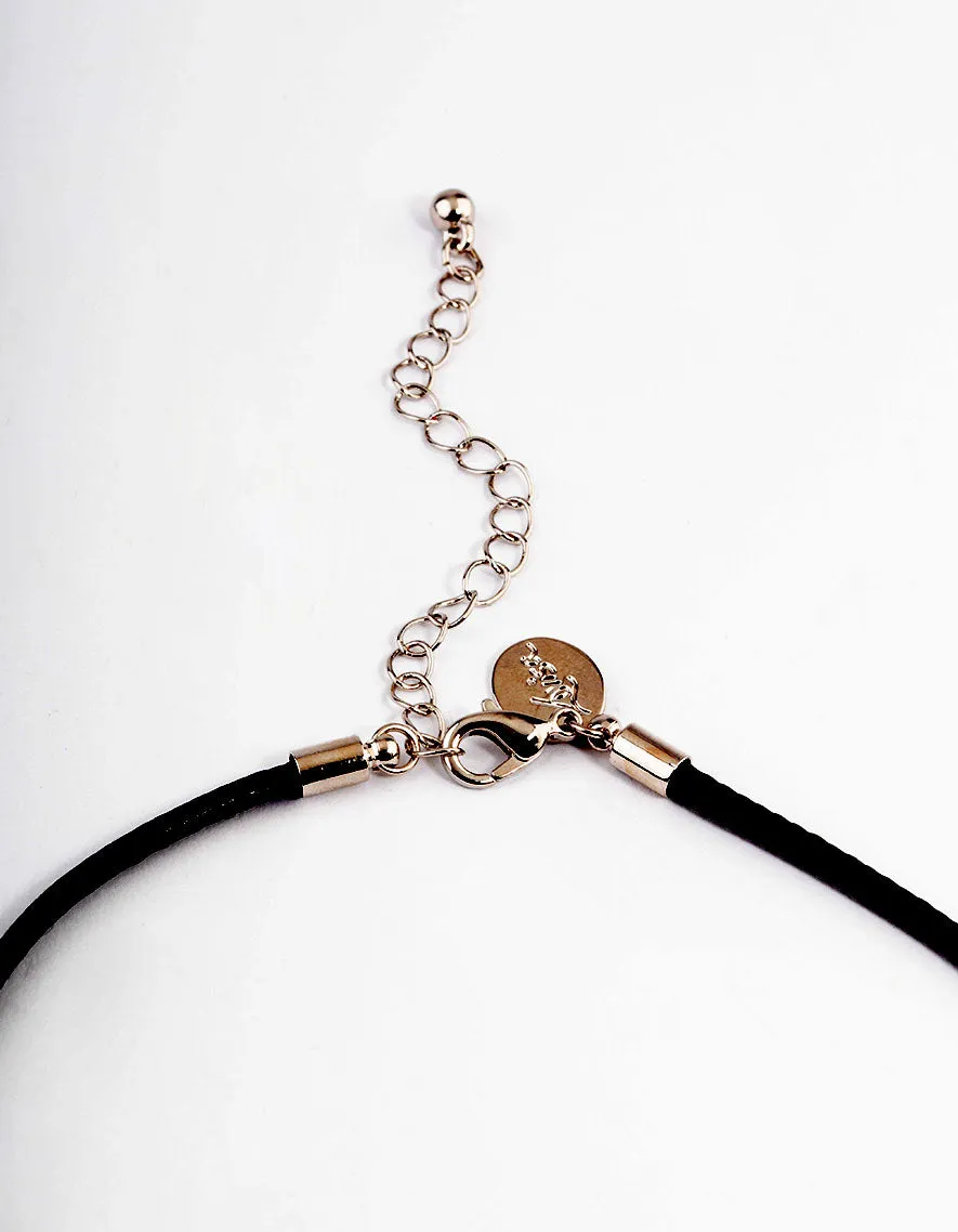 Silver Chunky Flower Cord Necklace