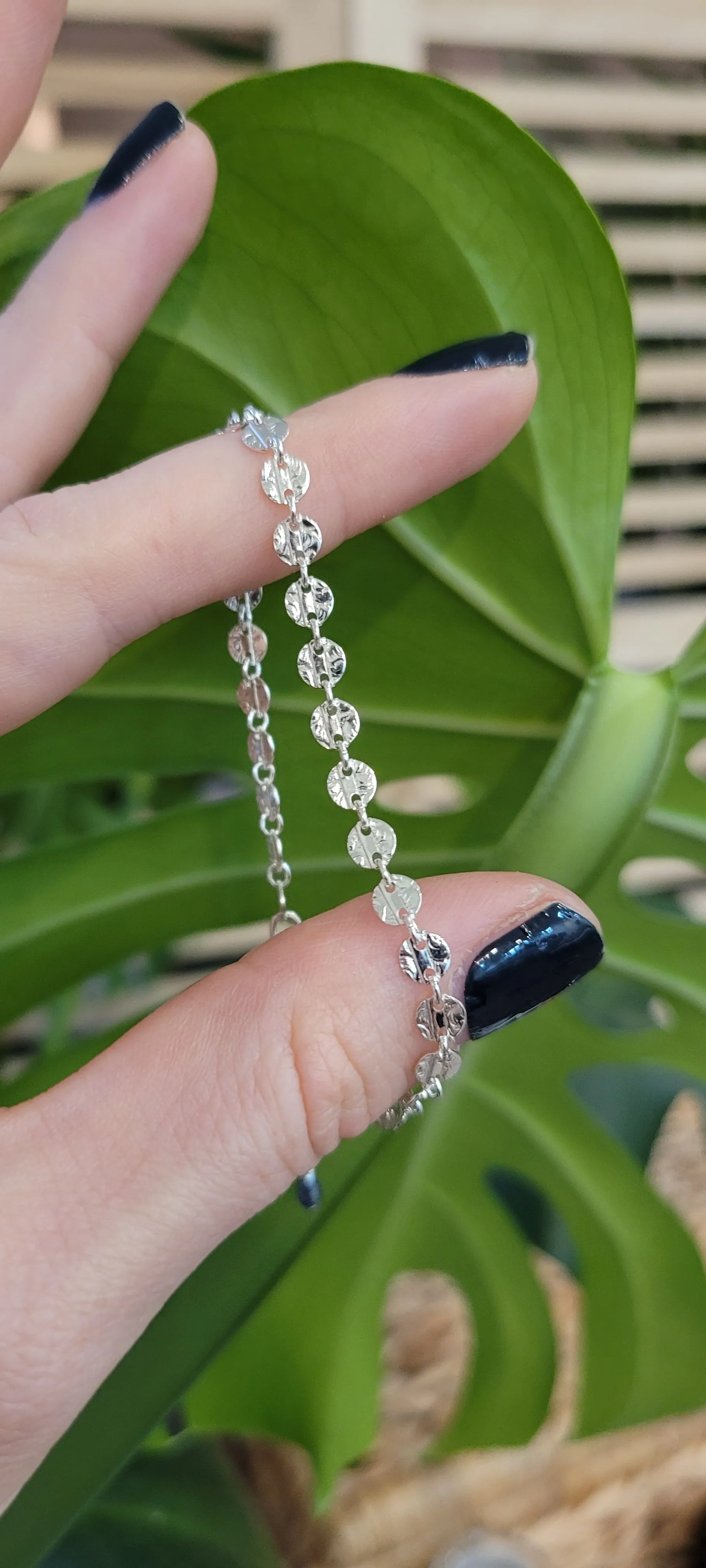 Silver Coin Bracelet With Keshi Pearl