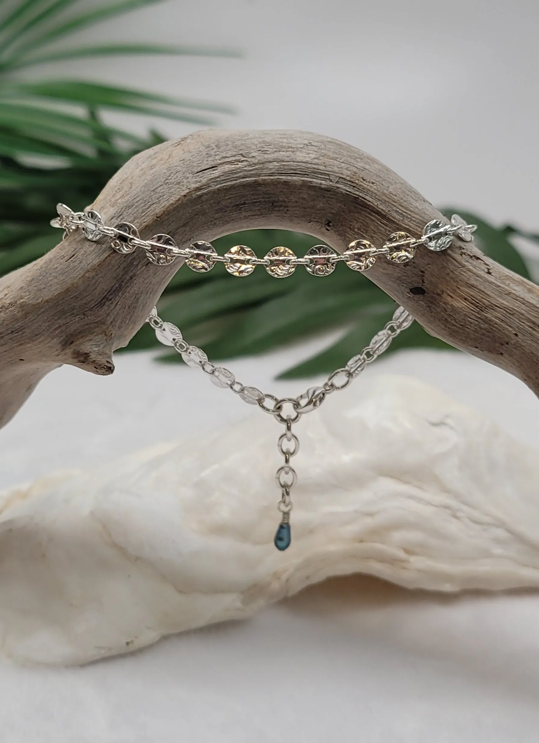 Silver Coin Bracelet With Keshi Pearl