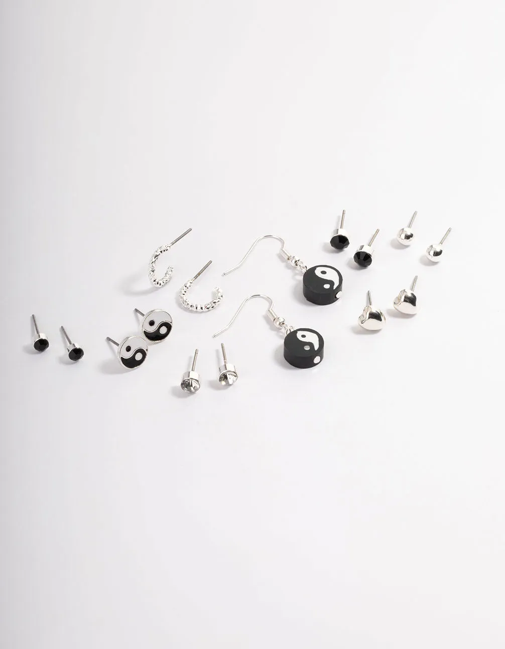 Silver Fimo Yin & Yang Earrings 8-Pack