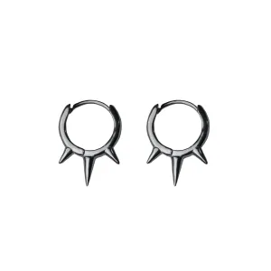 Silver Hoop Spike Earrings