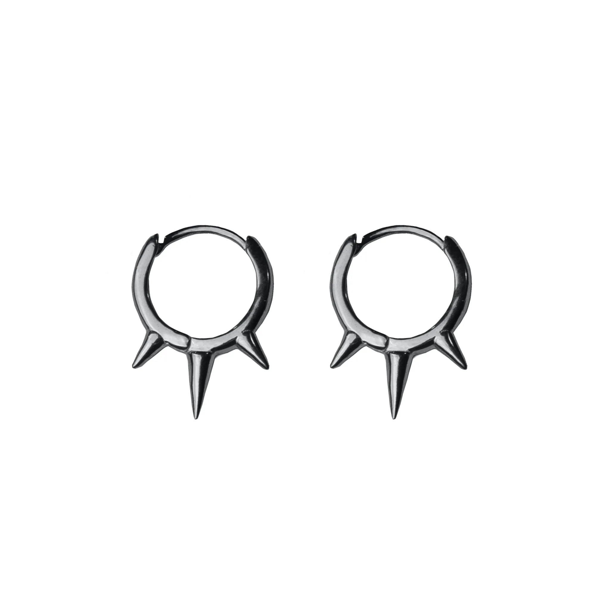 Silver Hoop Spike Earrings