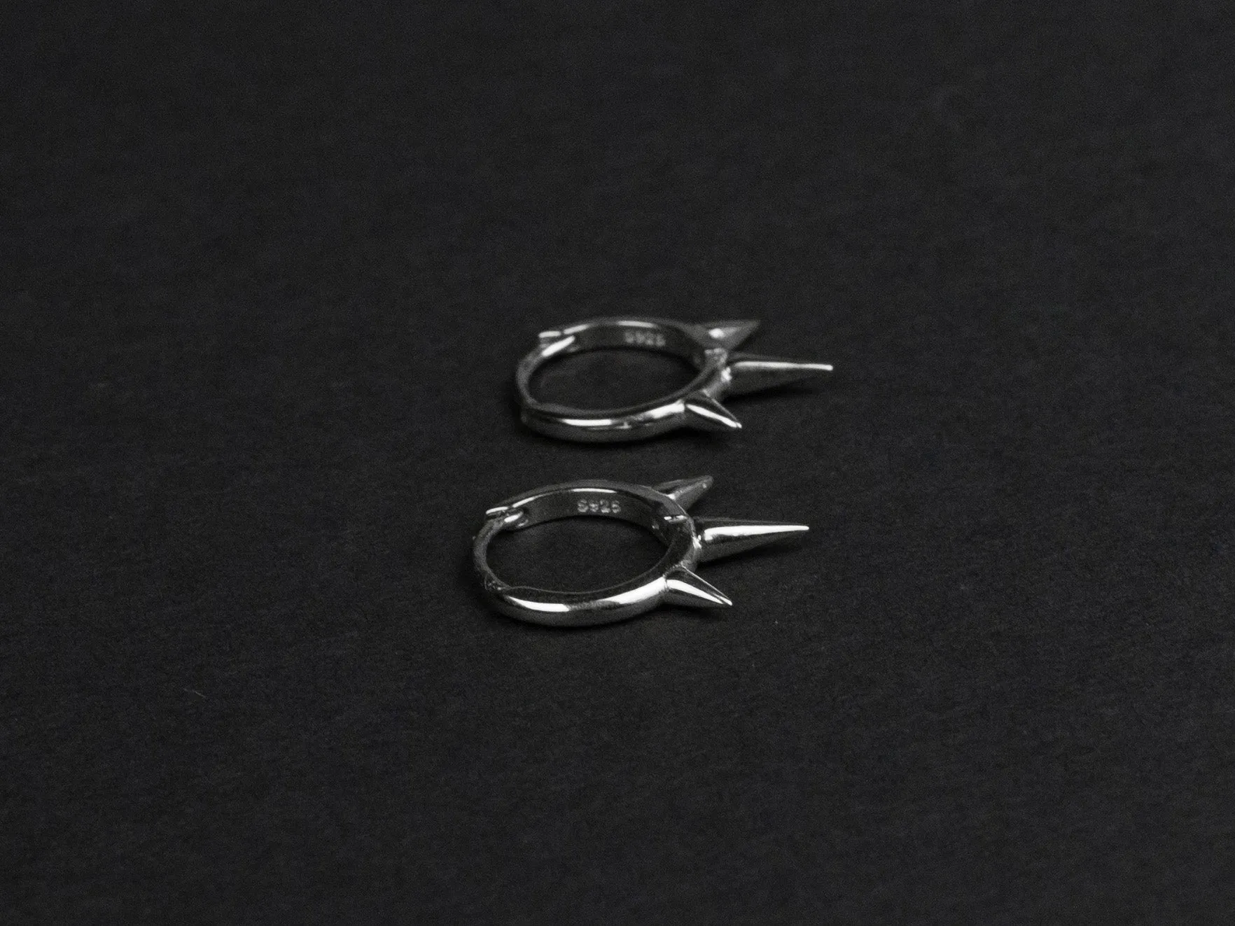 Silver Hoop Spike Earrings