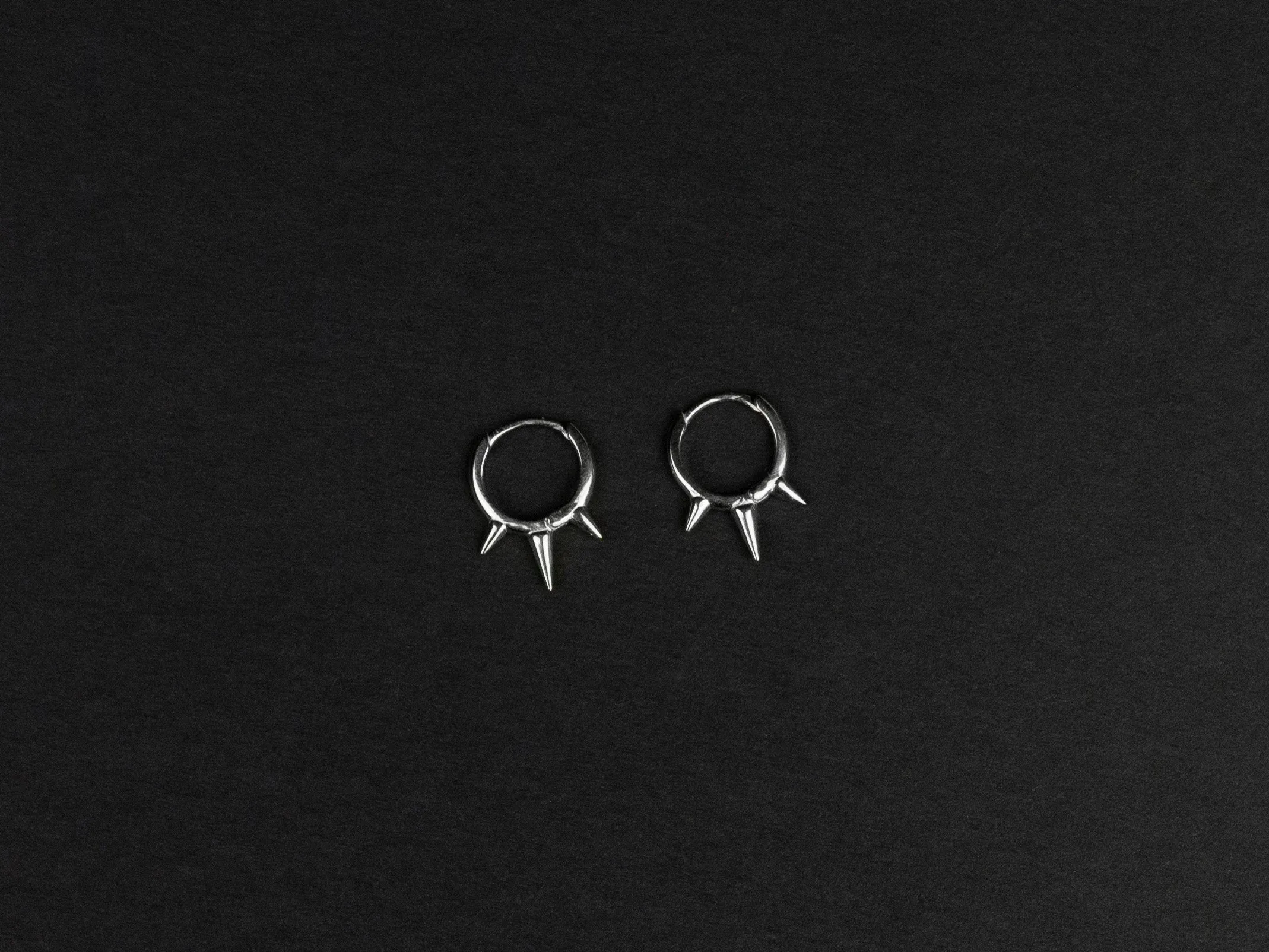 Silver Hoop Spike Earrings