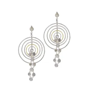 Silver Labradorite Spring Drop Earring with Diamonds