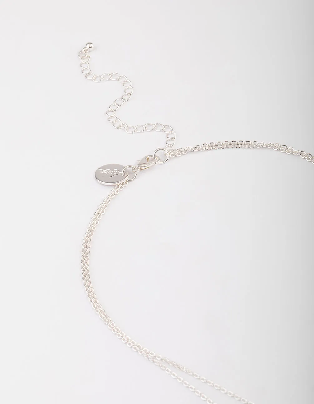 Silver Layered Stone Bar Necklace & Earrings Set