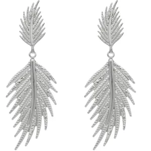 Silver Leaf Shaped Dangle Earrings