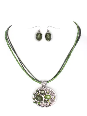 SILVER NECKLACE & EARRINGS SET  #WS23999S50 (SHBC4)
