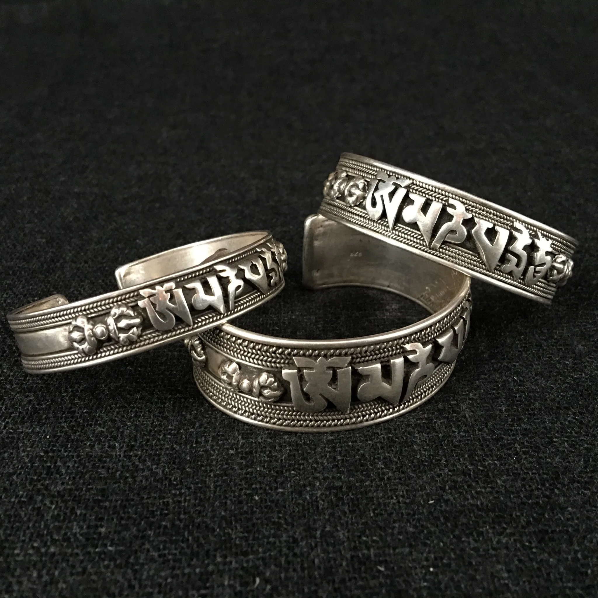 Silver 'Om Mani Padme Hum' Bracelets