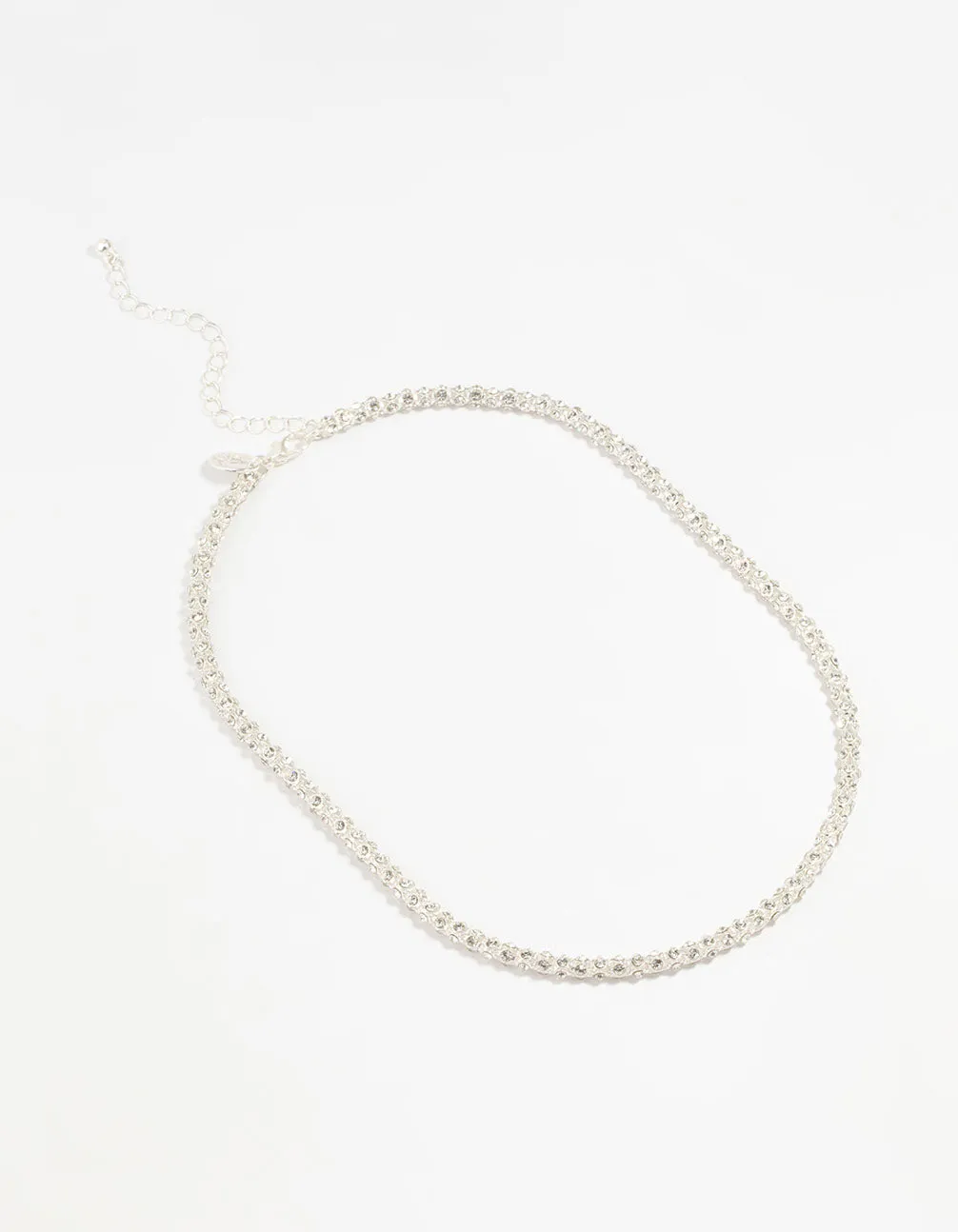 Silver Plated Diamante Fireball Chain Necklace