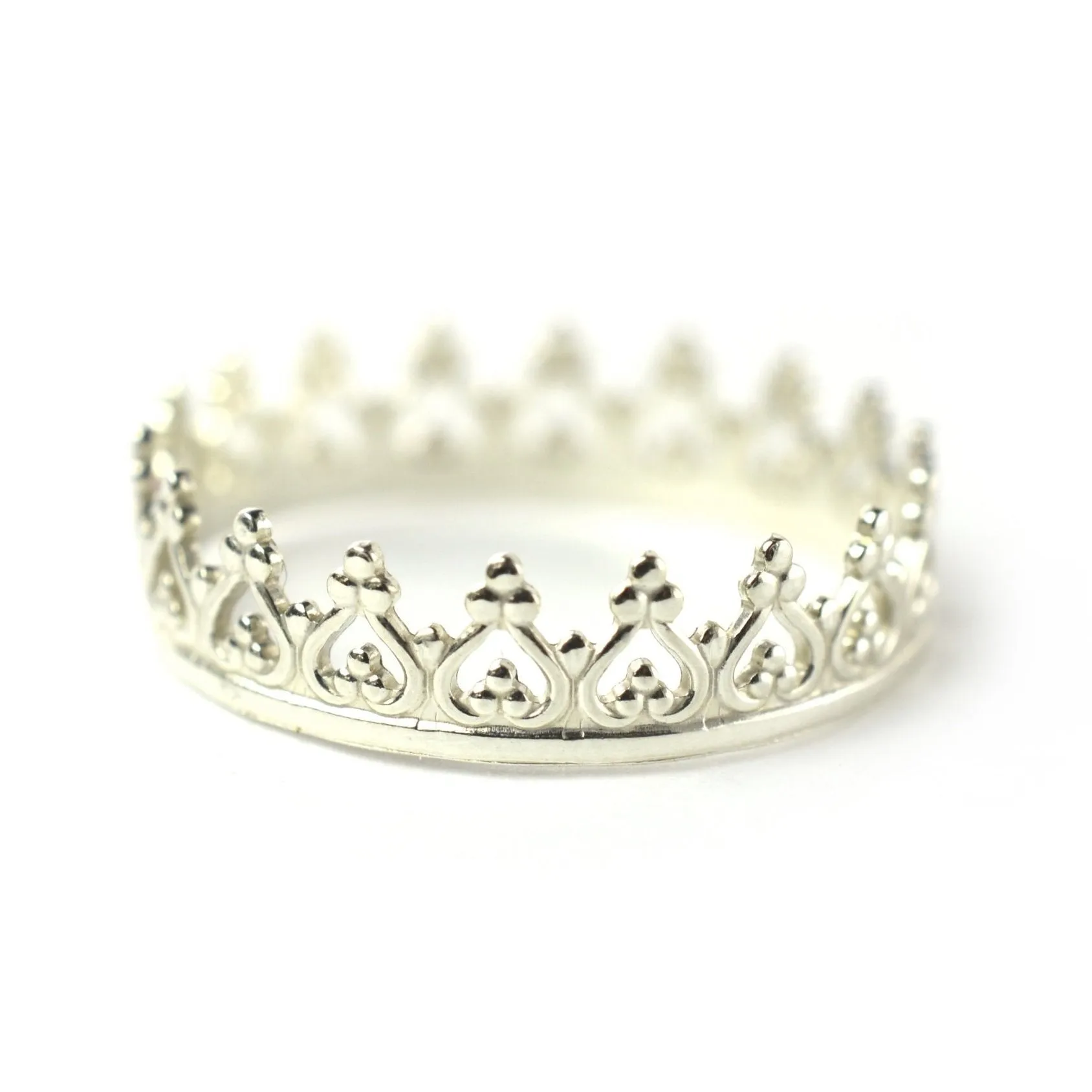 Silver Princess Crown Stacking Ring