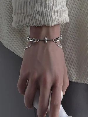 Silver Y2k bracelet with double layered pendant and star charm