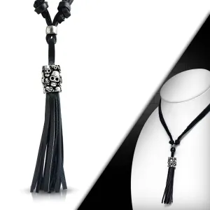 'Skulltastic' Adjustable Black Leather Necklace (c103)