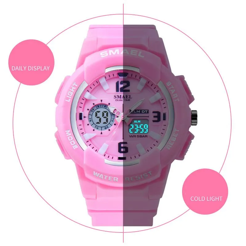 SMAEL Brand Fashion Women Sports Watches LED Digital Quartz Military Clock Man Watch Boy Girl Student Multifunctional Wristwatch
