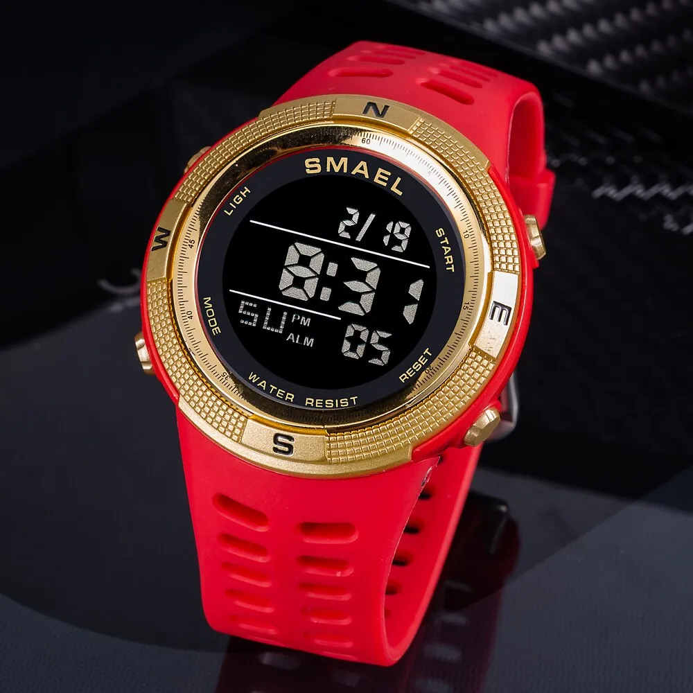 SMAEL Brand LED Digital Men Watches Fashion Chronos Countdown Waterproof Sports l Watch Man Military Multifunctional Wrist Watch