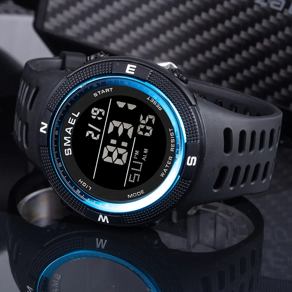 SMAEL Brand LED Digital Men Watches Fashion Chronos Countdown Waterproof Sports l Watch Man Military Multifunctional Wrist Watch