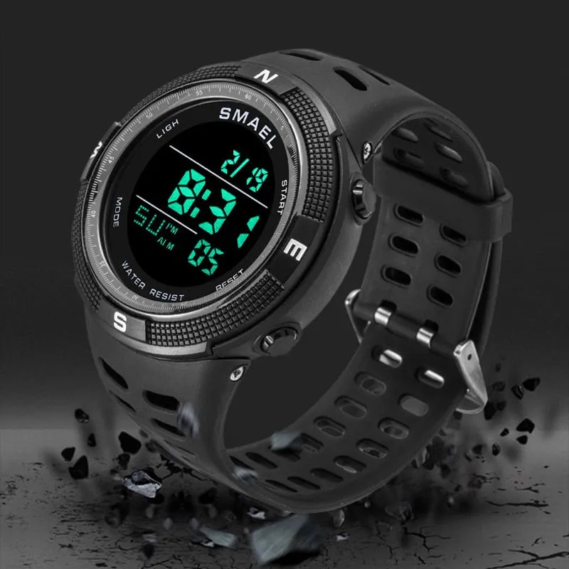 SMAEL Brand LED Digital Men Watches Fashion Chronos Countdown Waterproof Sports l Watch Man Military Multifunctional Wrist Watch