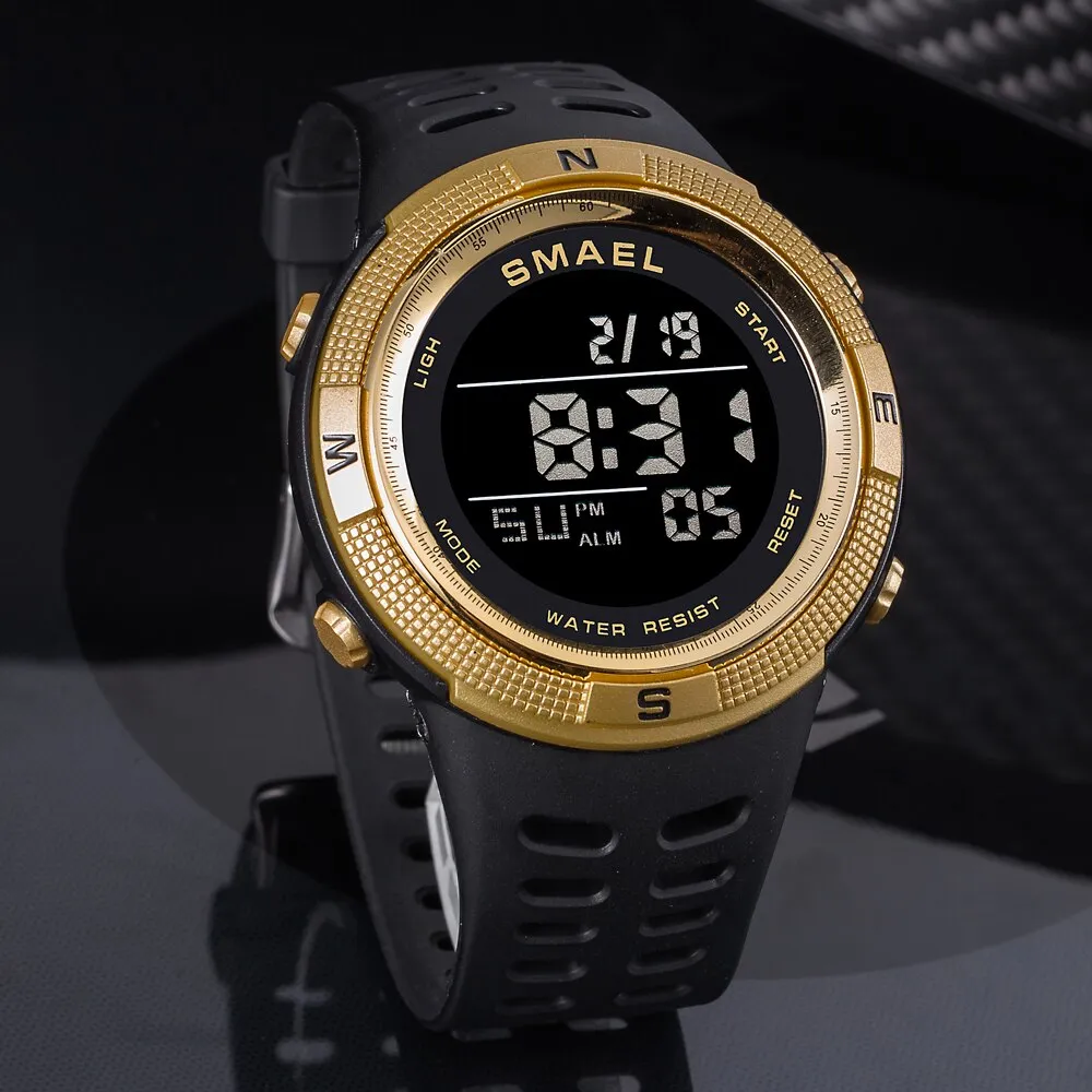 SMAEL Brand LED Digital Men Watches Fashion Chronos Countdown Waterproof Sports l Watch Man Military Multifunctional Wrist Watch