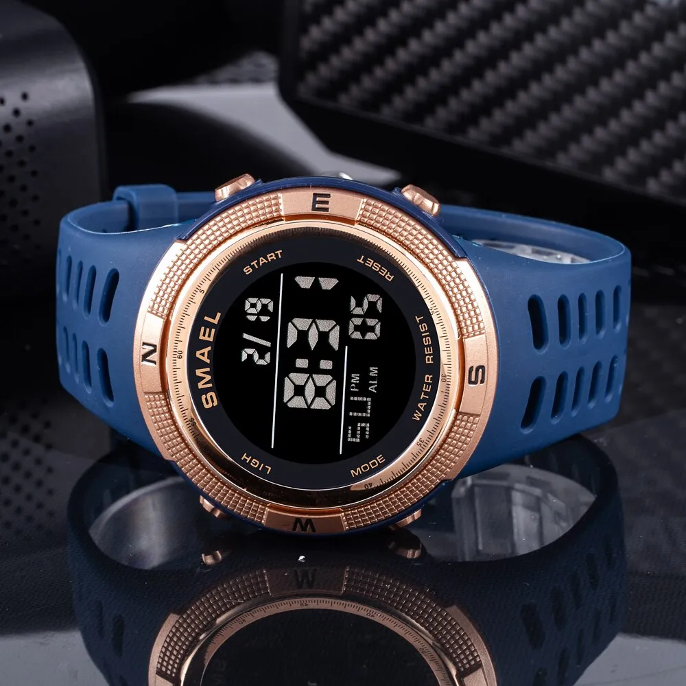 SMAEL Brand LED Digital Men Watches Fashion Chronos Countdown Waterproof Sports l Watch Man Military Multifunctional Wrist Watch