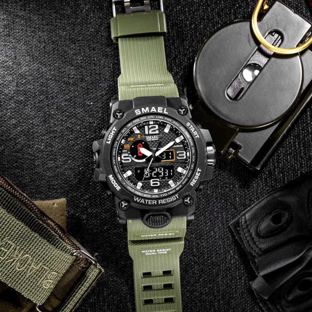 SMAEL Brand Luxury Military Sports Watches Men Quartz Analog LED Digital Watch Man Waterproof Clock Dual Display Wristwatches