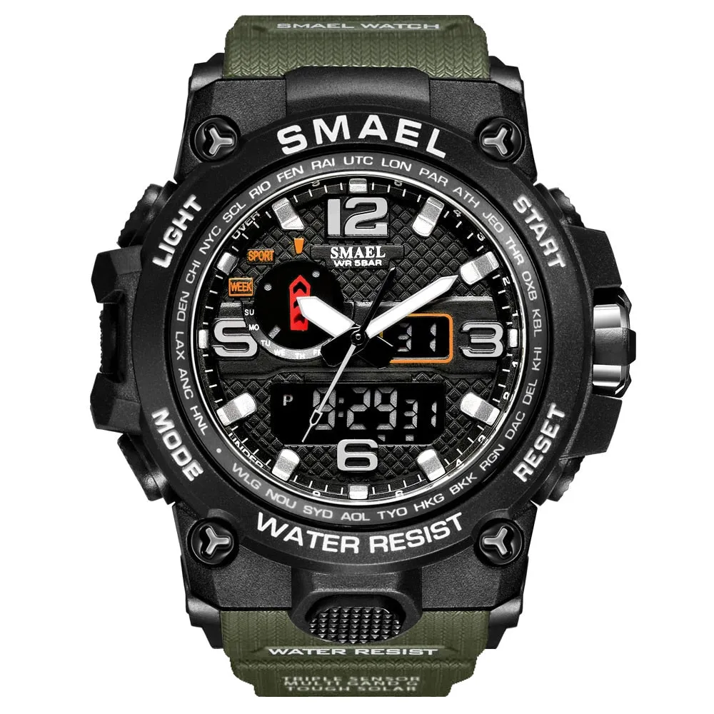 SMAEL Brand Luxury Military Sports Watches Men Quartz Analog LED Digital Watch Man Waterproof Clock Dual Display Wristwatches