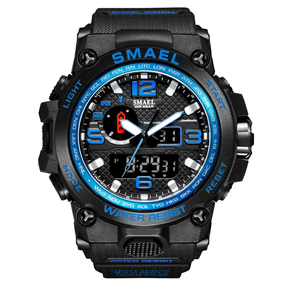 SMAEL Brand Luxury Military Sports Watches Men Quartz Analog LED Digital Watch Man Waterproof Clock Dual Display Wristwatches