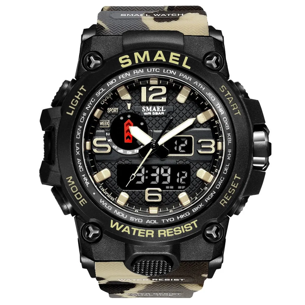 SMAEL Brand Luxury Military Sports Watches Men Quartz Analog LED Digital Watch Man Waterproof Clock Dual Display Wristwatches