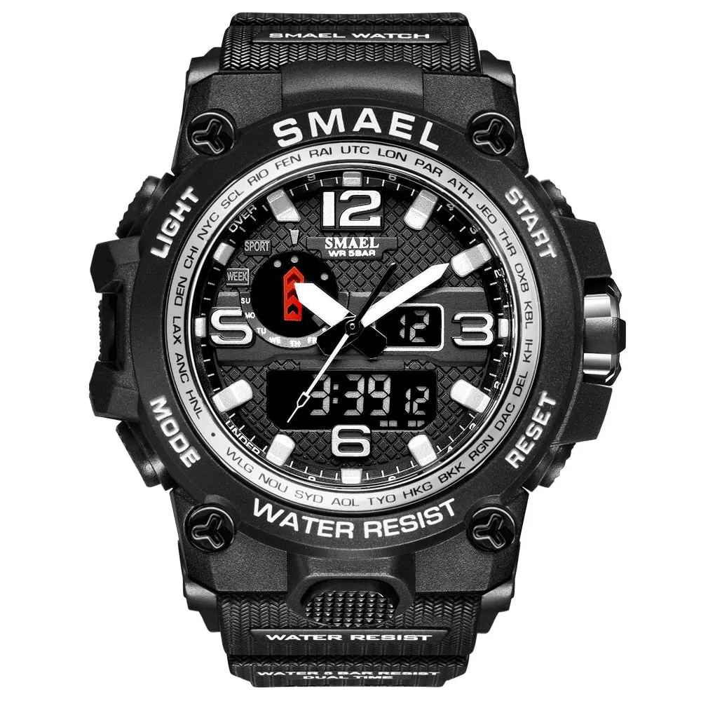 SMAEL Brand Luxury Military Sports Watches Men Quartz Analog LED Digital Watch Man Waterproof Clock Dual Display Wristwatches