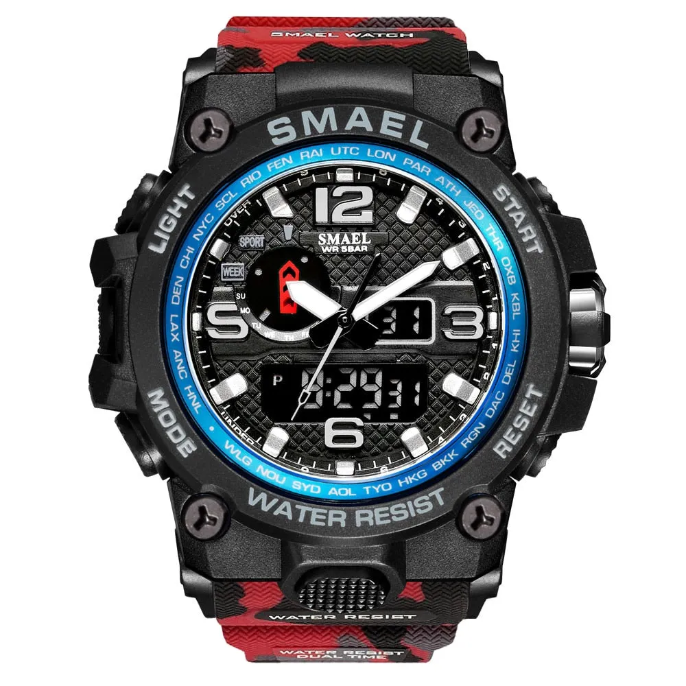 SMAEL Brand Luxury Military Sports Watches Men Quartz Analog LED Digital Watch Man Waterproof Clock Dual Display Wristwatches